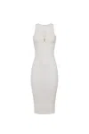Elisabetta Franchi Fitted Midi Dress With Cut-out Details In White