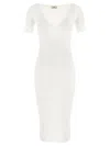 Elisabetta Franchi Ribbed-knit Midi Dress In Ivory