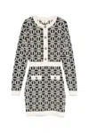 Elisabetta Franchi Logo-jacquard Long-sleeved Mini Dress In Multicolor