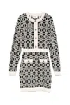 Elisabetta Franchi Logo-jacquard Long-sleeved Mini Dress In Multicolor