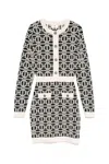 Elisabetta Franchi Logo-jacquard Long-sleeved Mini Dress In Multicolor