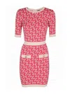 Elisabetta Franchi Red Monogram Pattern Minidress In Multicolour