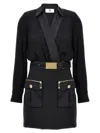Elisabetta Franchi Wrap-design Cargo-pocket Mini Dress In Nero