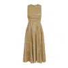 Elisabetta Franchi Midi Dress With Geometric Patterns And Rounded Collar In Brown