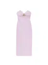 Elisabetta Franchi Midi Dress With Gold Metal Detail In Pink