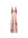 Elisabetta Franchi Red Carpet Dress In Silk Georgette Fabric And Embroidered Lace In Pink