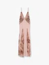Elisabetta Franchi Red Carpet Dress In Silk Georgette Fabric And Embroidered Lace In Pink
