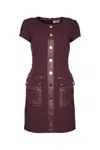 Elisabetta Franchi Maroon Double-layer Dress In Purple
