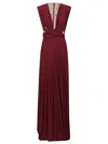 Elisabetta Franchi Burgundy Evening Dress With Deep V-neckbodice In Burgundy