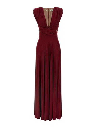 ELISABETTA FRANCHI VESTIDO MIDI - ROJO OSCURO