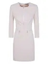 Elisabetta Franchi Zip-trimmed Pocket Midi Dress In Neutral