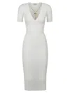 Elisabetta Franchi Short Sleeve Dress In White