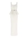 Elisabetta Franchi Red Carpet Eyelet-embellished Maxi Dress In White