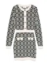 Elisabetta Franchi Logo-jacquard Long-sleeved Mini Dress In White