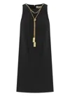 Elisabetta Franchi Boxy Crepe Minidress With Necklace In Black