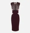 Elisabetta Franchi Fitted Midi Dress With Glossy Embellishments In Brown