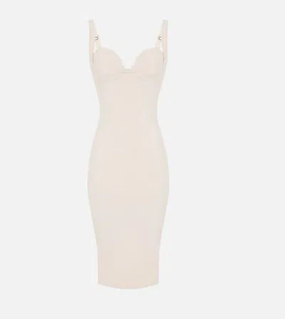 Elisabetta Franchi Dress With Embroidered Scallop In Neutral