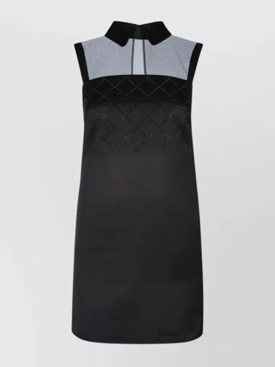 Elisabetta Franchi Dress With Embroidery And Sheer Panel In Black