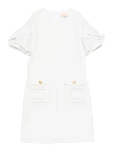 Elisabetta Franchi Kids' Dress With Logo In White