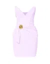 Elisabetta Franchi Crepe Dress With Macro Bow In Pink