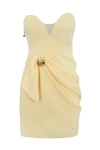Elisabetta Franchi Crepe Dress With Macro Bow In Yellow