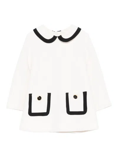 Elisabetta Franchi Dress With Peter Pan Collar In Neutral