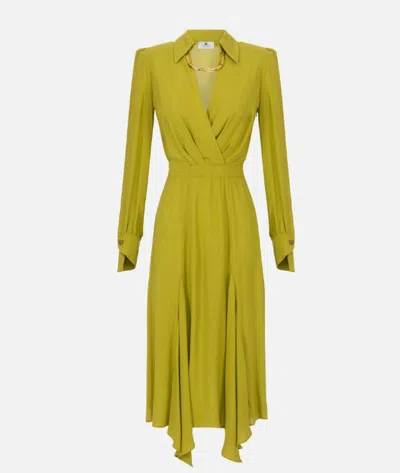 Elisabetta Franchi Dress With Tubular Necklace In Green