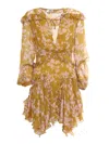 Elisabetta Franchi Ruffles Voile Printed Dress In Yellow