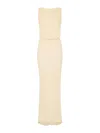 Elisabetta Franchi Vanilla Dress With Rhinestone Logo In Yellow