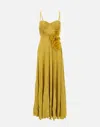 Elisabetta Franchi Red Carpet Dress Made Of Lurex Jersey Fabric With Embroidered Flower