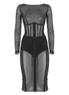 Elisabetta Franchi Tulle Midi Dress In Black