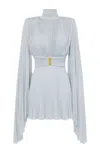 Elisabetta Franchi Soft Pleated Evening Dress In Gray
