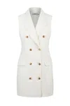 Elisabetta Franchi Sleeveless Double-breasted Dress Button Detailing In White