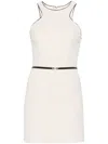 Elisabetta Franchi Mini Dress With Removable Belt And American Neckline In White
