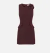 Elisabetta Franchi Sleeveless Floral Peplum Balloon Dress In Burgundy