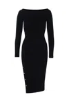 Elisabetta Franchi Fitted Black Midi Dress With Off-the-shoulder Neckline In Black