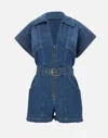 Elisabetta Franchi Denim Suit With V-neck And Belt