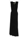 Elisabetta Franchi Long Sleeveless Dress With Deep V-neckline In Black