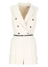 Elisabetta Franchi Crepe Jumpsuit In Beige