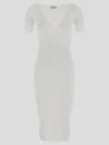 Elisabetta Franchi Ribbed-knit Midi Dress In Beige
