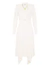 Elisabetta Franchi Abito In Georgette Con Foulard Gioiello Bianco In Beige