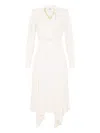 Elisabetta Franchi Abito In Georgette Con Foulard Gioiello Bianco In Beige