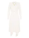 Elisabetta Franchi Abito In Georgette Con Foulard Gioiello Bianco In Beige