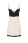 Elisabetta Franchi Heart Neck Mini Dress With Spaghetti Straps In Beige