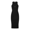 Elisabetta Franchi Stretch Ribbed Fabric Dress In Black
