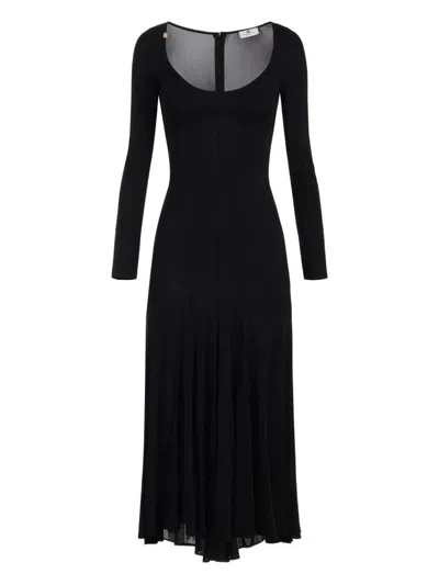 ELISABETTA FRANCHI ELISABETTA FRANCHI BLACK FLARED MIDI DRESS