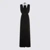 Elisabetta Franchi Belted Lurex Gown In Black