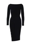 Elisabetta Franchi Fitted Black Midi Dress With Off-the-shoulder Neckline In Black