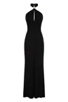 Elisabetta Franchi Knotted Back Halter Neckline Floor-length Dress In Black