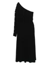 Elisabetta Franchi Black Single-shoulder Midi Dress In Black